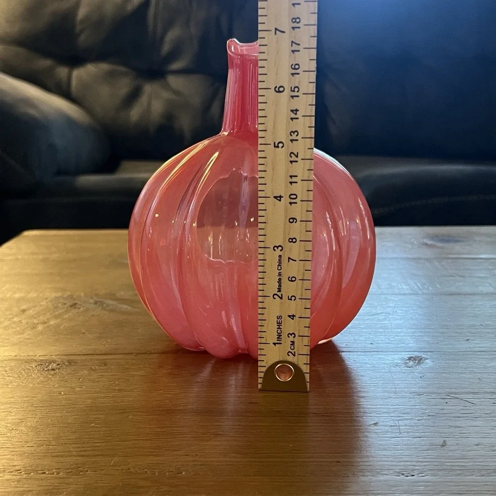 Smith and Hawkin Poland Handmade Art Glass Orange Pumpkin Fall Decor Candle Dish